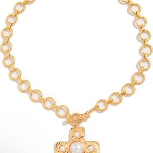Gold Chain Necklace with Pearl Accents